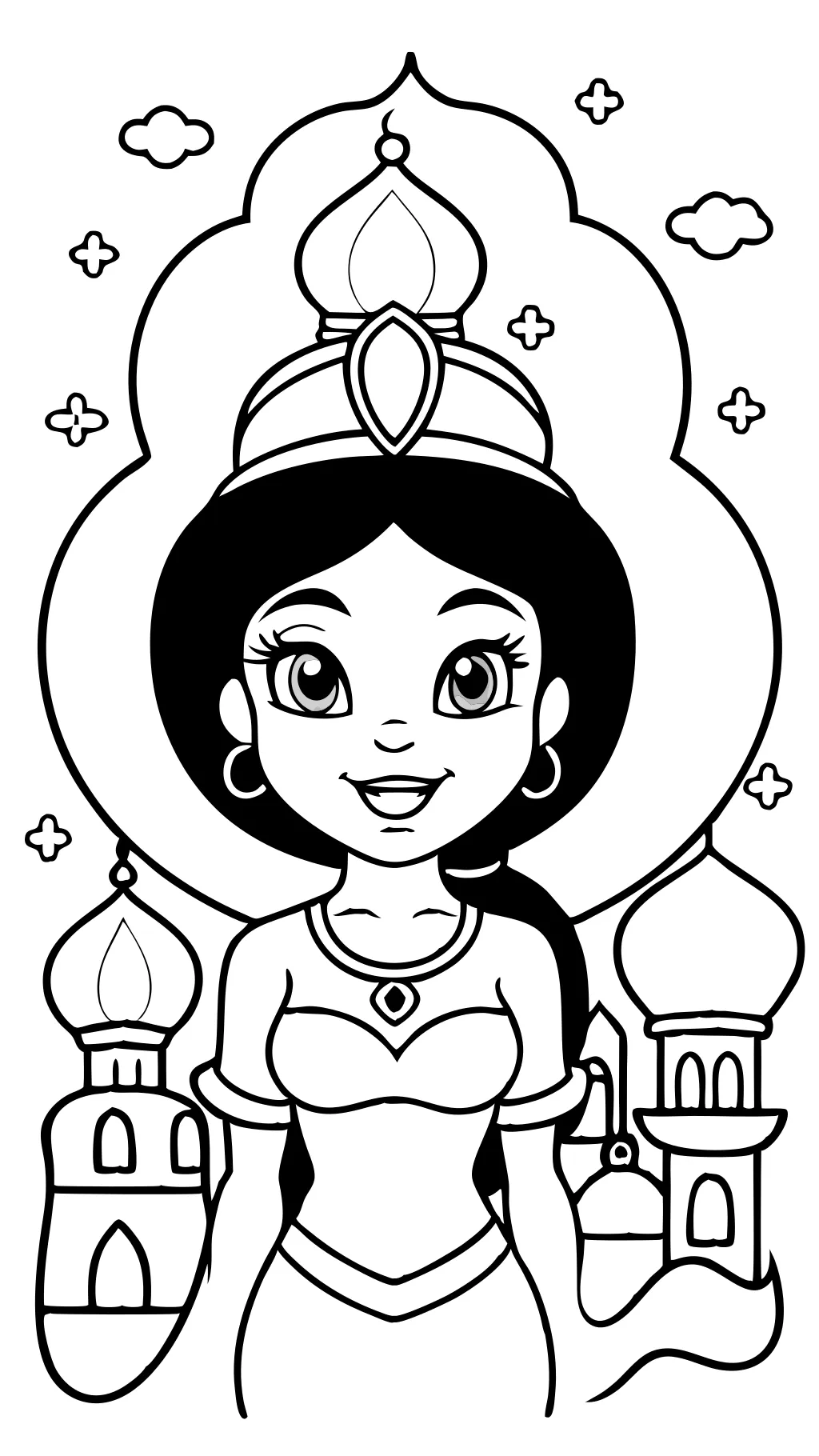 coloring page of princess jasmine